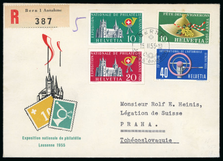 Stamp of Switzerland / Schweiz » Blockausgaben 1955, Einzelwerte aus dem Lausanner Block auf Ersttagsbrief