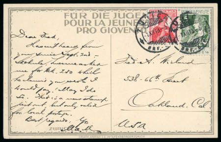 Stamp of Switzerland / Schweiz » Pro Juventute 1913, Helvetia mit Matterhorn mit 10 Rp. Zusatzfrankatur