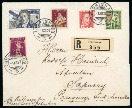 Stamp of Switzerland / Schweiz » Pro Juventute 1927, komplette Serie, auf eingeschriebenem Ersttagsbrief