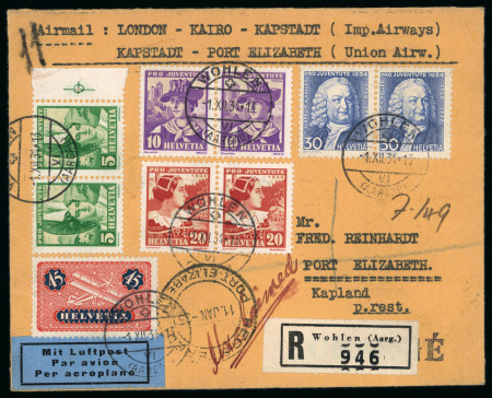 Stamp of Switzerland / Schweiz » Pro Juventute 1934, Albrecht von Haller, komplette Serie auf Ersttagsbrief