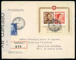 Stamp of Switzerland / Schweiz » Pro Juventute 1941, Winterhilfeblock, auf eingeschriebenem Ersttagsbrief