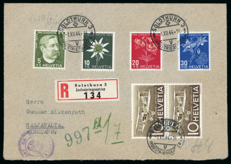 Stamp of Switzerland / Schweiz » Pro Juventute 1944, komplette Serie auf Ersttagsbrief