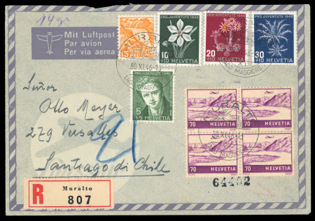 Stamp of Switzerland / Schweiz » Pro Juventute 1946, Komplette Serie mit hoher Flugpostzusatzfrankatur