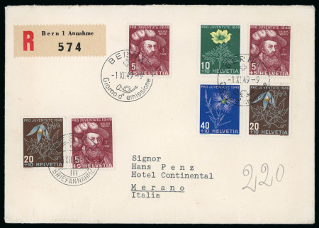 Stamp of Switzerland / Schweiz » Pro Juventute 1949, komplette Serie, auf Ersttagsbrief