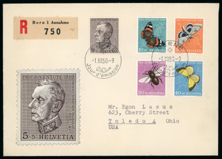 Stamp of Switzerland / Schweiz » Pro Juventute 1950, komplette Serie auf Ersttagsbrief