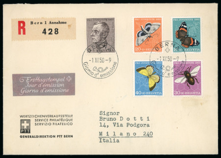 Stamp of Switzerland / Schweiz » Pro Juventute 1950, komplette Serie auf Ersttagsbrief