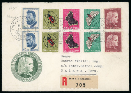 Stamp of Switzerland / Schweiz » Pro Juventute 1953, komplette Serie, auf Ersttagsbrief
