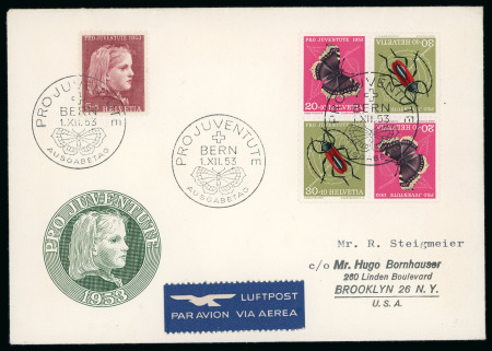 Stamp of Switzerland / Schweiz » Pro Juventute 1953, Kehrdrucke auf Ersttagsbrief