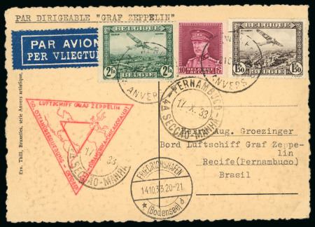 Stamp of Aerophilately » Zeppelins Belgium 1933-1939, nice group of 25 covers and cards