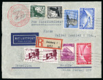 Stamp of Aerophilately » Zeppelins Germany : 1935, nice registered Zeppelin flight LZ