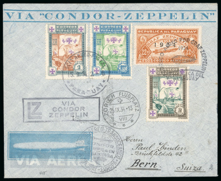 Stamp of Aerophilately » Zeppelins Paraguay : 1934, two covers Condor Zeppelin flights