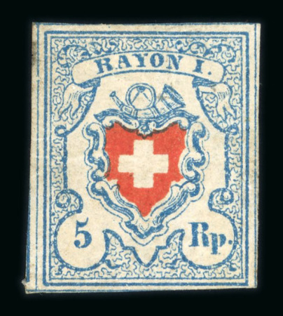 Stamp of Switzerland / Schweiz » Rayonmarken » Rayon I, hellblau, ohne KE (STEIN C1) 1851, Rayon I hellblau, Type 22 des Steins C1-RO
