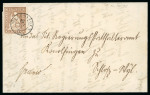 Stamp of Switzerland / Schweiz » Sitzende Helvetia Ungezähnt » 1856-57 Berner Druck (II) 1855, 5 Rp. braun, 2. Berner Druckperiode, auf Faltbrief