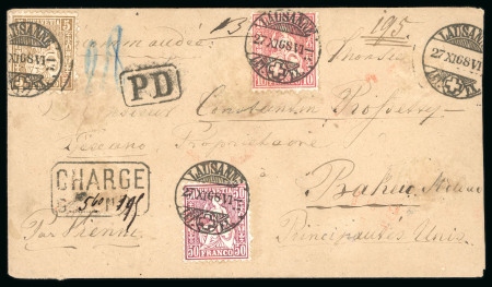 Stamp of Switzerland / Schweiz » Sitzende Helvetia Gezaehnt » Destinationen 3 Farben Frankatur auf Brief nach Rumänien