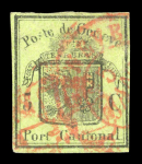 Stamp of Switzerland / Schweiz » Kantonalmarken » Genf 1846, grosser Adler gelbgrün, allseits breitrandig geschnitten