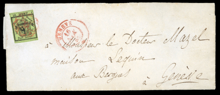 Stamp of Switzerland / Schweiz » Kantonalmarken » Genf 1843, linke Hälfte der Doppelgenf, in besonders frischen Farben