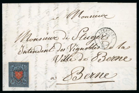Stamp of Switzerland / Schweiz » Rayonmarken » Rayon I, dunkelblau ohne Kreuzeinfassung 1851, Rayon I dunkelblau Type 35 in der grauviolettblauen Nuance