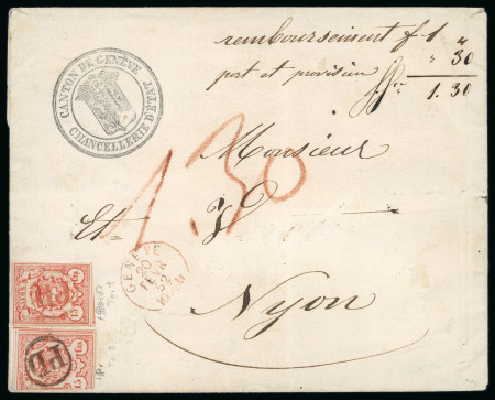 Stamp of Switzerland / Schweiz » Rayonmarken » Rayon III, kleine Ziffer (Cts.) 1852, Rayon III kleine Wertziffern Centimes, 2 Einzelmarken