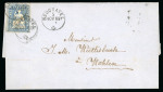 Stamp of Switzerland / Schweiz » Sitzende Helvetia Ungezähnt » 1857-62 Berner Druck, Dickes Papier 1862, 10 Rp. blau, 4. Berner Druckperiode, auf Faltbrief