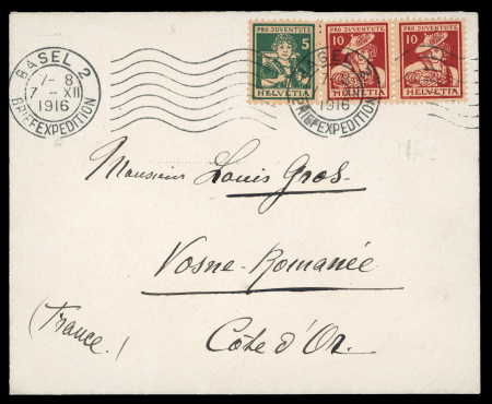 Stamp of Switzerland / Schweiz » Pro Juventute 1916, Pro Juventute auf Brief nach Frankreich