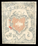 Stamp of Switzerland / Schweiz » Rayonmarken » Rayon I, hellblau, ohne KE (STEIN B2) 1851, Rayon I hellblau Type 10 des Steins B2-RU, ungestempelt