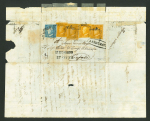 Stamp of Italian States » Sicily » 1/2 Grano, Plate I » Covers Sicily 1859 registered entire Messina to Cefalu with four 1/2Gr including a rare yellowish brown (giallo brunastro), and a 2Gr