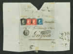 Stamp of Italian States » Sicily » 20 Grana » Covers 1859 (15.1) Registered cover Palermo to Grigenti, franked 20 Gr. slate grey (grigio ardesia), pair 5Gr. rosa carminio and 2 Gr., manuscript and oval handstamped Assicurata, bottom margin of 2 Gr. touched otherwise good m