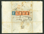 Stamp of Italian States » Sicily » 5 Grana, Plate II » Covers Sicily 1859 5Gr plate I and plate II (3) vermiglio plus 2Gr entire to Torino