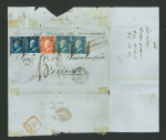 Stamp of Italian States » Sicily » 10 Grana » Covers Sicily 1859 10Gr (2), 5Gr and 2Gr outer letter sheet Marsala to Trieste