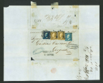 Stamp of Italian States » Sicily » 10 Grana » Covers Sicily 1859 10Gr position 67 retouch registered cover with 1Gr (2) and 2Gr