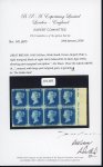 1840 2d blue pl.1 HI-IL, the superb marginal block of eight from the right hand of the sheet with part inscription