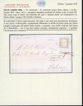 Stamp of Italian States » Sicily » Cancellations (ordered by towns alphabetically) BROLO: 1861 (3.6) Folded letter sheet to Palermo, franked Sardinia 10c light bistre-brown (Sass. 14Cc), tied by oval BROLO in grey-black (Ocf - P.R1), with similar alongside, very fine and scarce, paying the Sicilian dom