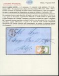 Stamp of Italian States » Sicily » Cancellations (ordered by towns alphabetically) LIPARI: 1863 (16.9) Folded letter sheet to Milazzo, franked Sardinia 5c green (light vertical crease) and 10c bistre brown, tied LIPARI cds (Osf. cds - P.12) with similar alongside, a very rare cancellation