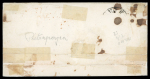Stamp of Italian States » Sicily » Cancellations (ordered by towns alphabetically) PIETRAPERZIA: 1861 Sardinia 10c dark grey bistre tied by horseshoe cancel with red oval PIETRAPERZIA alongside on 1861 cover