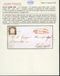 Stamp of Italian States » Sicily » Cancellations (ordered by towns alphabetically) PIETRAPERZIA: 1861 Sardinia 10c dark grey bistre tied by horseshoe cancel with red oval PIETRAPERZIA alongside on 1861 cover