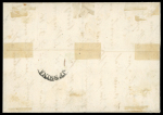 Stamp of Italian States » Sicily » Cancellations (ordered by towns alphabetically) RIPOSTO: 1861 Sardinia Newspaper Stamp 1c light grey strip of four and strip of five, tied by clear black RIPOSTO cds on 1862 (29.11) cover