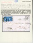 Stamp of Italian States » Sicily » Cancellations (ordered by towns alphabetically) VALLELUNGA: 1860 (17.2) registered cover to Palermo with 1859 2 Gr. plate III right sheet marginal horizontal pair with oval VALLELUNGA