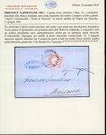 Stamp of Italian States » Sicily » Cancellations (ordered by towns alphabetically) MARITIME MAIL - MESSINA: "Vapore Comierciale - Posta di Messina" circular cachet tying 1861 Neapolitan Provinces 5 Gr. carmine rose on folded letter sheet to Messina