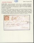 Stamp of Italian States » Sicily » Cancellations (ordered by towns alphabetically) MARITIME MAIL - PALERMO: Naples 2 Gr. brownish pink, plate I tied horseshoe cancels in black on cover and in black on fragment