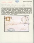 Stamp of Italian States » Sicily » Cancellations (ordered by towns alphabetically) TERRANOVA: 1861 Sardinia 10c light brown (bruno tenue) neatly tied by oval TERRANOVA on wrapper to Palermo