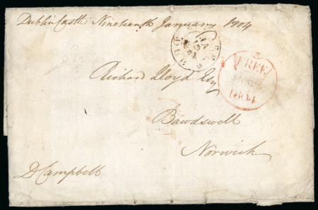Stamp of Ireland » Pre-Stamp Postal History » Independant Post Office Period - 1784-1831 1791-1807 Free Markings: Twelve covers mounted on album page, showing a range of different free markings, circular FREE, circular POST PAID, FREE/DUB, large red crowned FREE etc., mixed to fine (12).