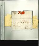 Stamp of Ireland » Pre-Stamp Postal History » Independant Post Office Period - 1784-1831 1786-1808 IRELAND straight-line mkgs: Eight covers mounted on album page, showing a range of different straight line IRELAND mkgs in black and red, mixed to fine (8).
