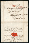 Stamp of Ireland » Pre-Stamp Postal History » Independant Post Office Period - 1784-1831 1786-1808 IRELAND straight-line mkgs: Eight covers mounted on album page, showing a range of different straight line IRELAND mkgs in black and red, mixed to fine (8).