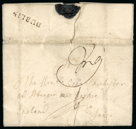Stamp of Ireland » Pre-Stamp Postal History » Early Period - 1657-1784 1735-1787 DUBLIN mkgs: Ten covers mounted on album page, showing a range of various different-sized DUBLIN mkgs in black , mixed to fine (10).