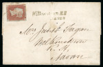 Stamp of Ireland » Postal History (Arranged alphabetically by County) Meath: 1765-1859 Attractive group of forty-one covers or part covers mounted on album pages, showing an array of postal markings including mileage mkgs in black NAVAN/23 and NAVAN/24 (8), NOBBER/33, OLDCASTLE/41, SLANE/3