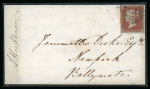 Stamp of Ireland » Postal History (Arranged alphabetically by County) Meath: 1765-1859 Attractive group of forty-one covers or part covers mounted on album pages, showing an array of postal markings including mileage mkgs in black NAVAN/23 and NAVAN/24 (8), NOBBER/33, OLDCASTLE/41, SLANE/3