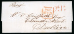 Stamp of Ireland » Postal History (Arranged alphabetically by County) Offaly: 1765-1859 Attractive group of sixty-three covers or part covers mounted on album pages, showing an array of postal markings including mileage mkgs in black ByBOY/59 in red, BANAGHER/77, CLOGHAN/60 (2), EDENDERRY/