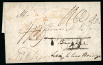 Stamp of Ireland » Pre-Stamp Postal History » Unified Post Period - 1827-1839 1835 (10.9) Folded entire from London to Dublin, redirected Leighs Bridge, bearing clear oval red POSTAGE/NOT PAID (DF No.214), very fine and scarce