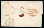 Stamp of Ireland » Pre-Stamp Postal History » Unified Post Period - 1827-1839 1835 (10.9) Folded entire from London to Dublin, redirected Leighs Bridge, bearing clear oval red POSTAGE/NOT PAID (DF No.214), very fine and scarce