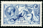 Stamp of Great Britain » King George V » 1913-19 Seahorse Issues 1915 DeLa Rue 10/- deep blue, very fresh mint with